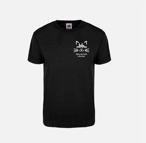 T-shirt met Pebbles Kitty Cat Café logo
