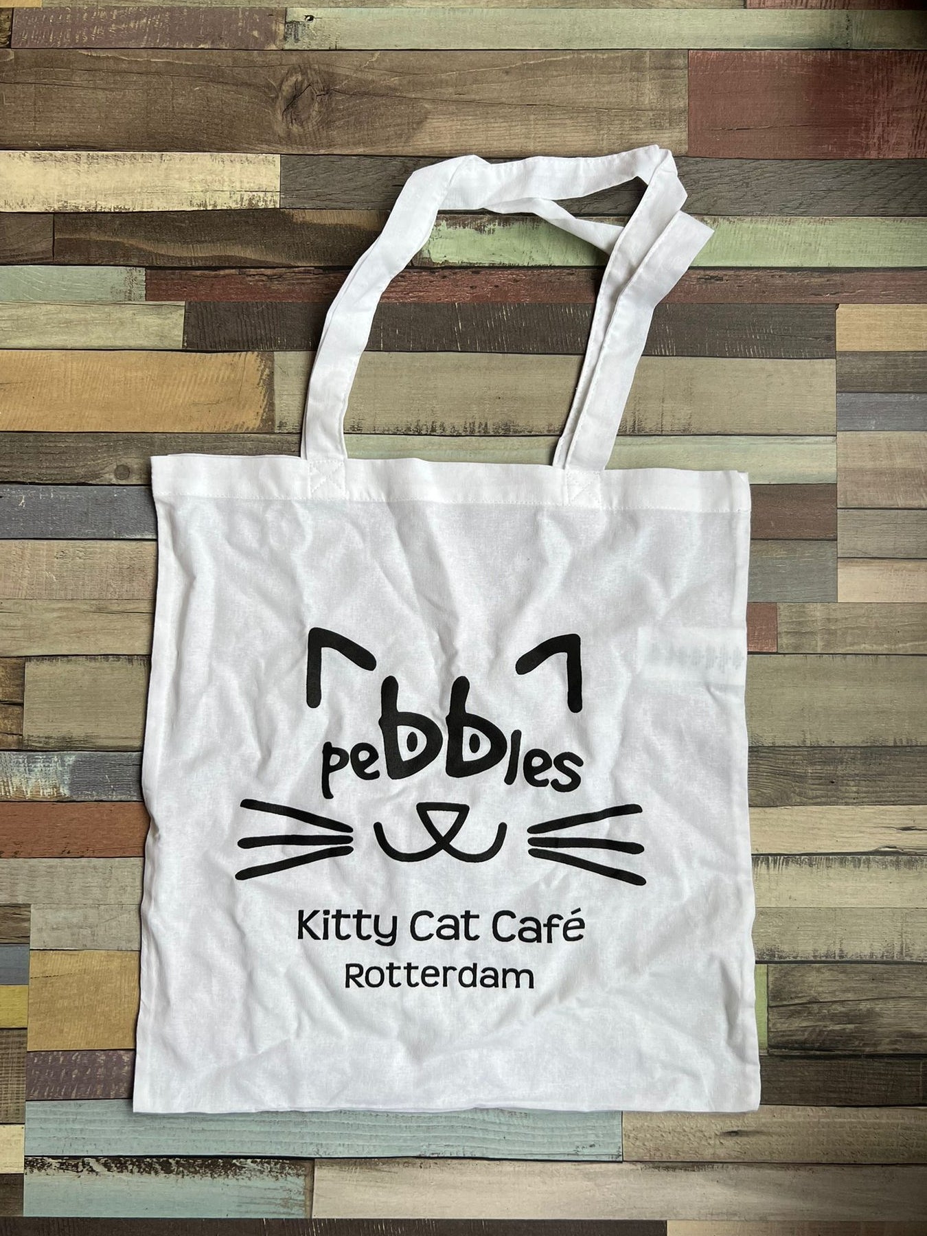 Tote Bag met Pebbles Kitty Cat Café Logo - SALE